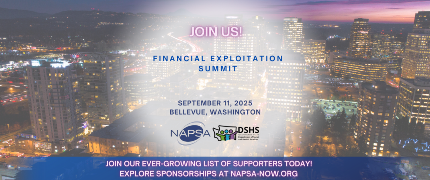 Financial Exploitation Summit, September 11, 2025 overlaid on an evening photo of Bellevue, WA